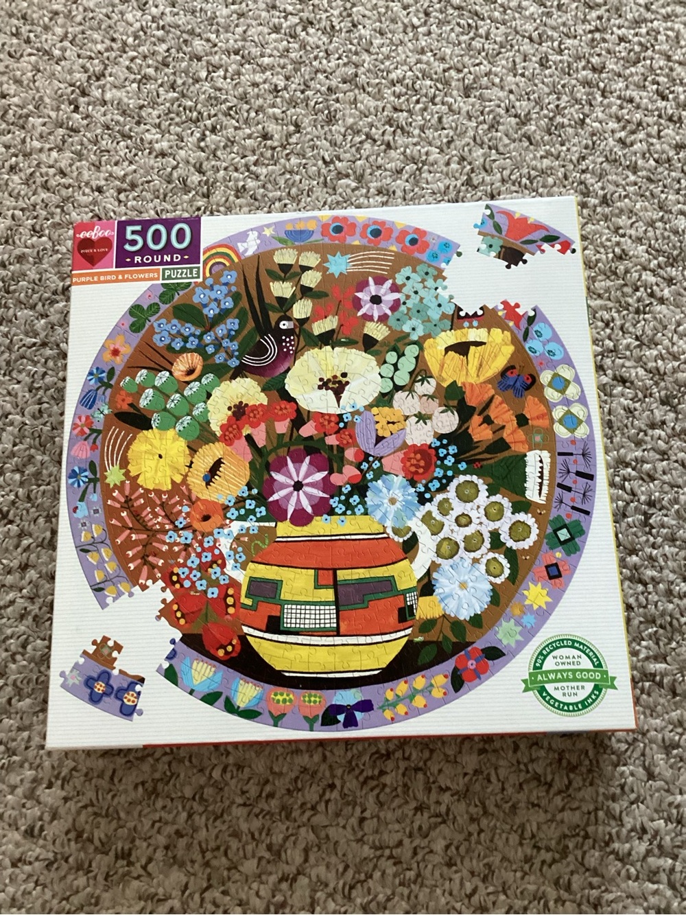 eeBoo 500-Piece Round Floral Puzzle